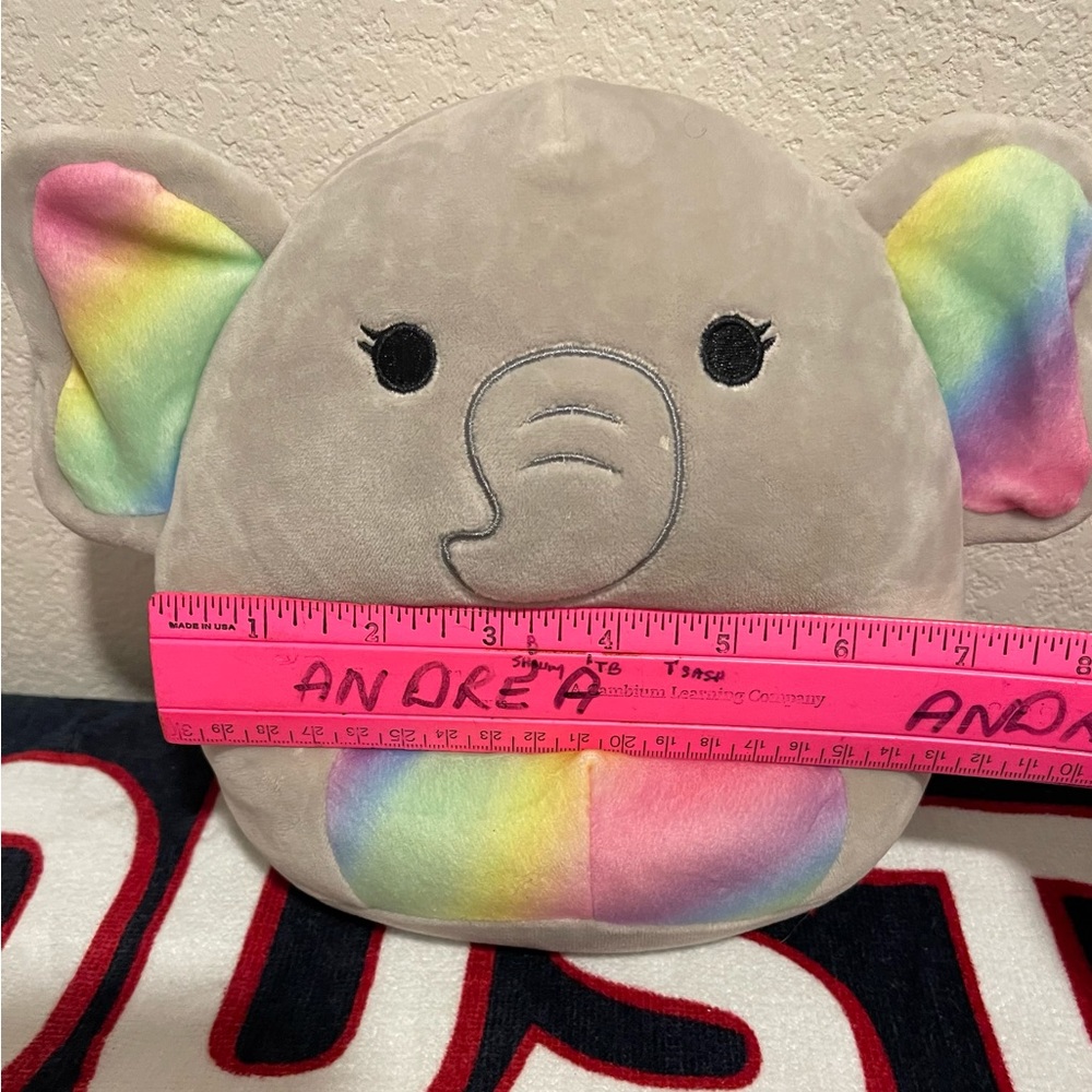 8” Mila Squishmallow Elephant with Rainbow Ears and Belly. - Picture 8 of 13